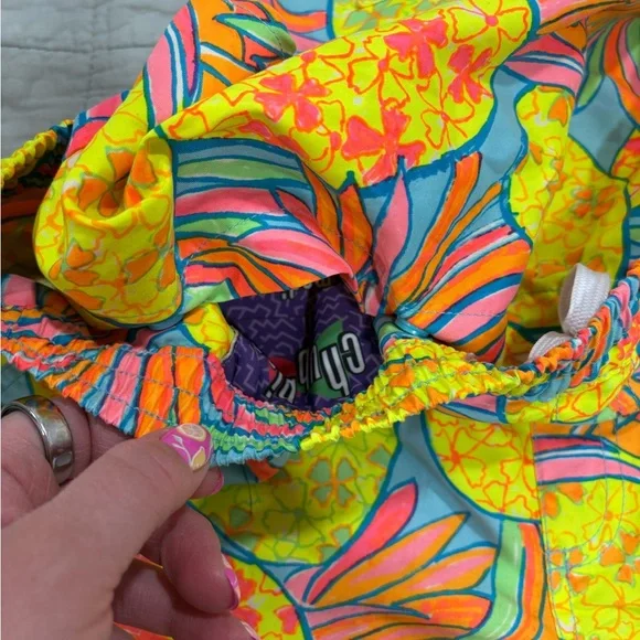 Chubbies Mens Neon Pineapple Hooligan Print Short Overalls Tropical Summer Med